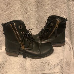 Black combat boots
